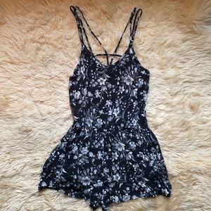 America Eagle Floral Strappy Romper with Pockets